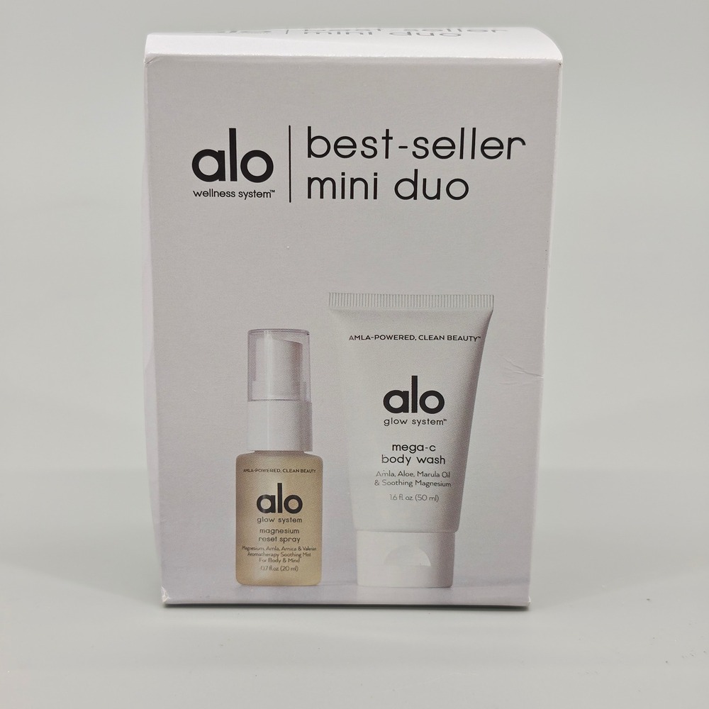 Alo Yoga Glow System Best Seller Mini Duo Magnesium Reset Spray Mega-C Body Wash